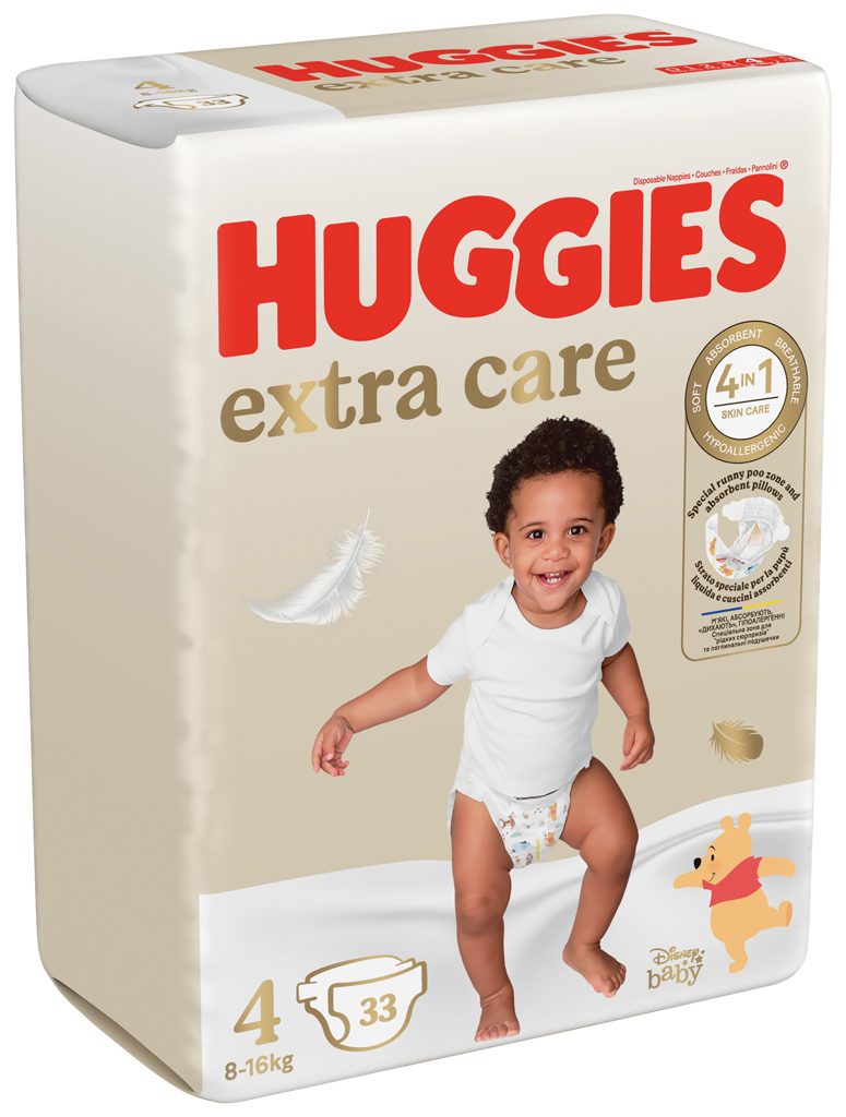 4x HUGGIES® Plienky jednorázové Extra Care 4 (8-14 kg) 33 ks – Obrázok 6