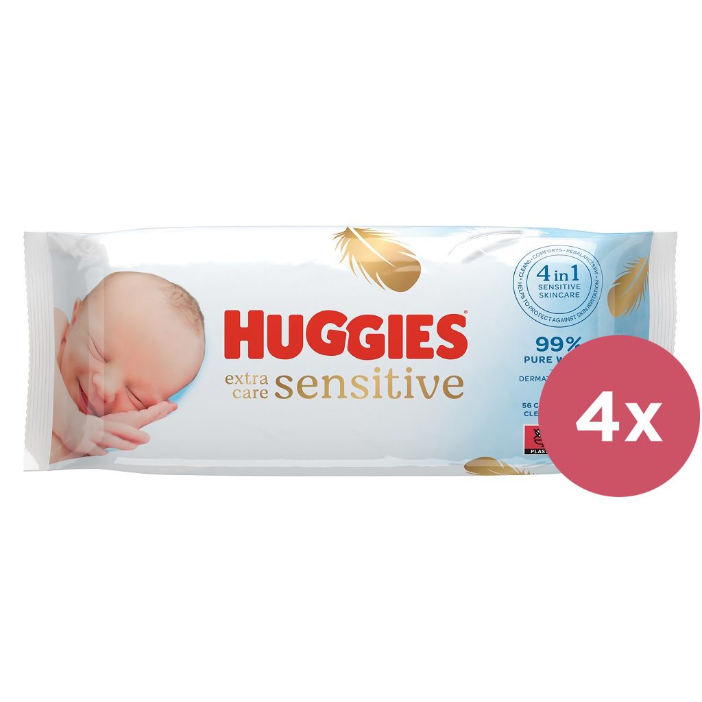 4x HUGGIES® Obrúsky vlhčené Extra Care Single 56 ks – Obrázok 2
