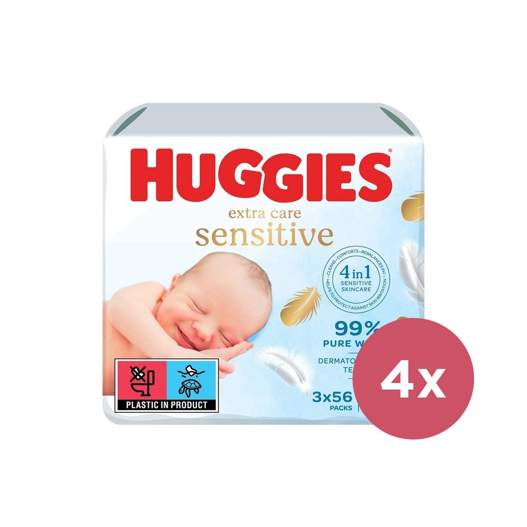 4x HUGGIES® Obrúsky vlhčené Extra Care Triplo 56x3 ks – Obrázok 2