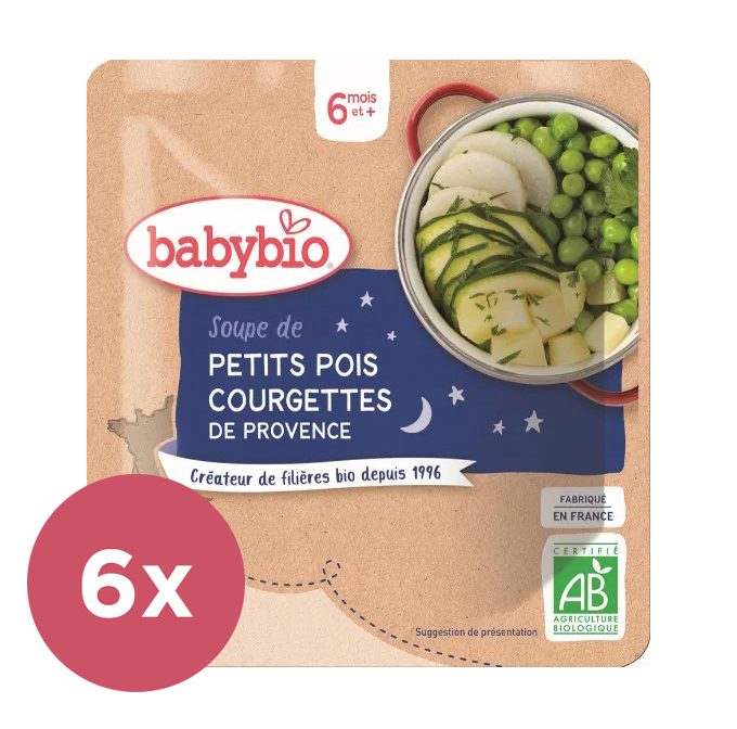 6x BABYBIO Hrášková polievka s cuketou 190 g – Obrázok 2