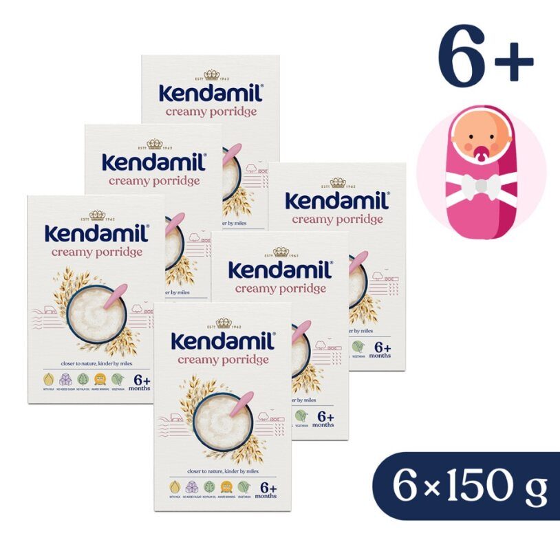 6x KENDAMIL Kaša mliečna krémová ovsená (150 g), 6m+ – Obrázok 2