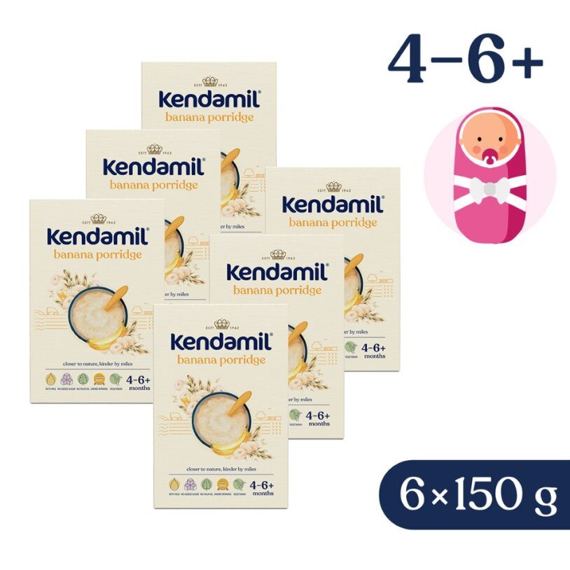 6x KENDAMIL Kaša mliečna s banánom (150 g), 4m+ – Obrázok 2