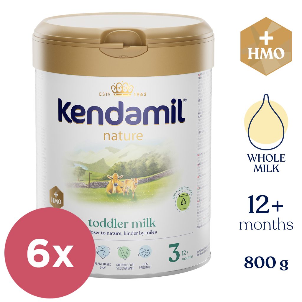 6x KENDAMIL Mlieko batoľacie BIO Nature 3 HMO+ (800 g) 10m+