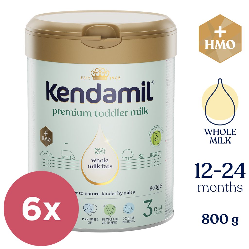 6x KENDAMIL Mlieko batoľacie Premium 3 HMO+ (800 g) 12m+