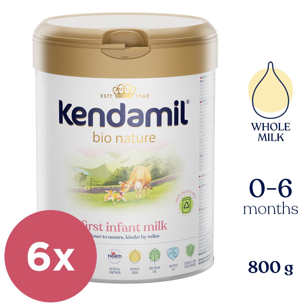 6x KENDAMIL Mlieko počiatočné BIO Nature 1 (800 g) 0m+