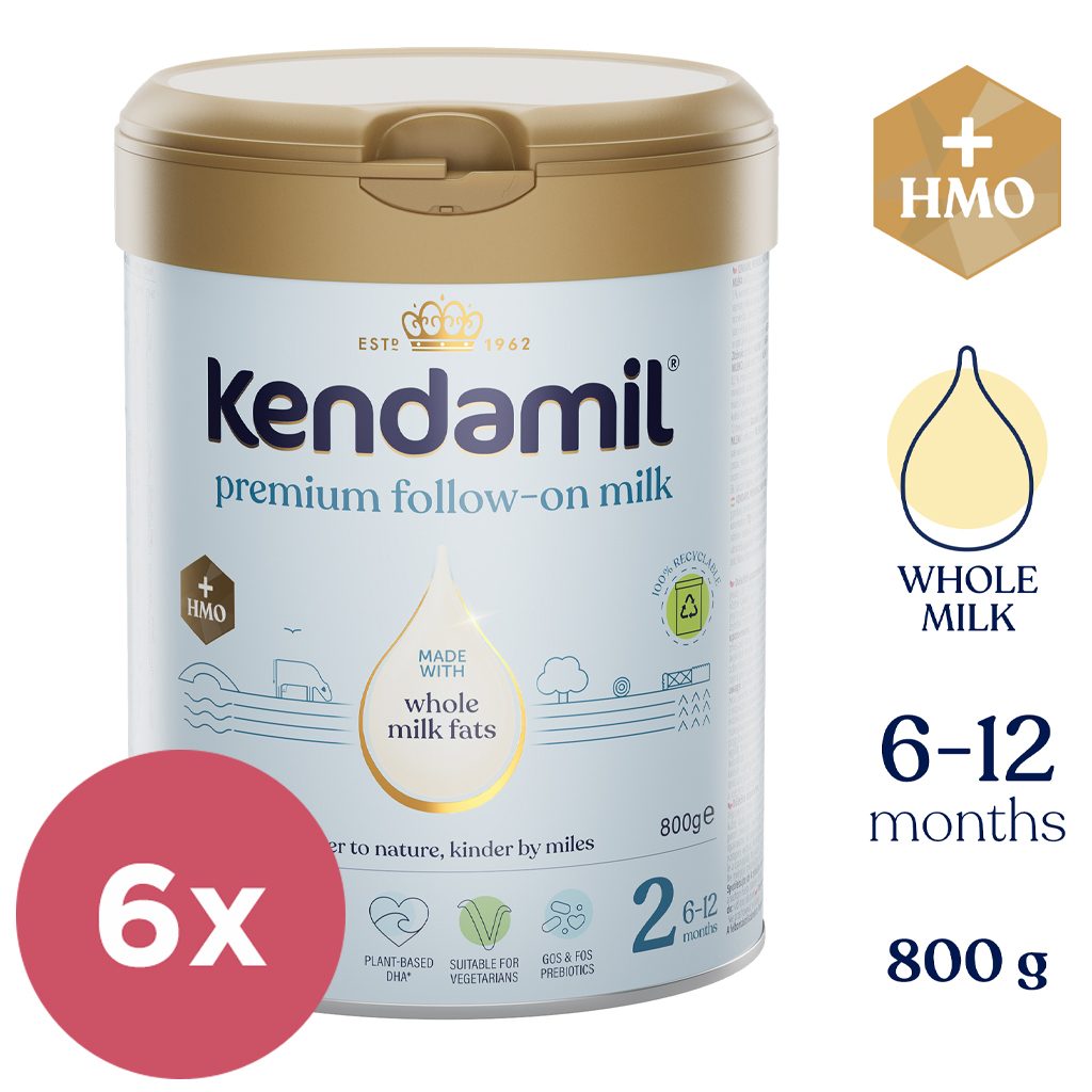 6x KENDAMIL Mlieko následné Premium 2 HMO+ (800 g) 6m+