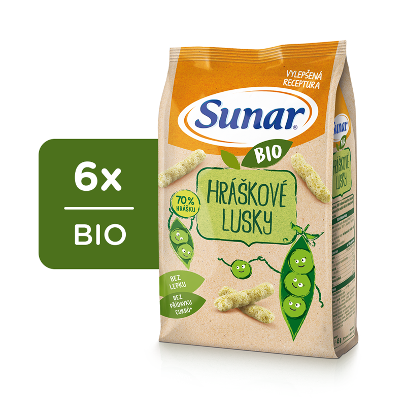 6x SUNAR BIO Chrumky Hráškové struky 45 g – Obrázok 2