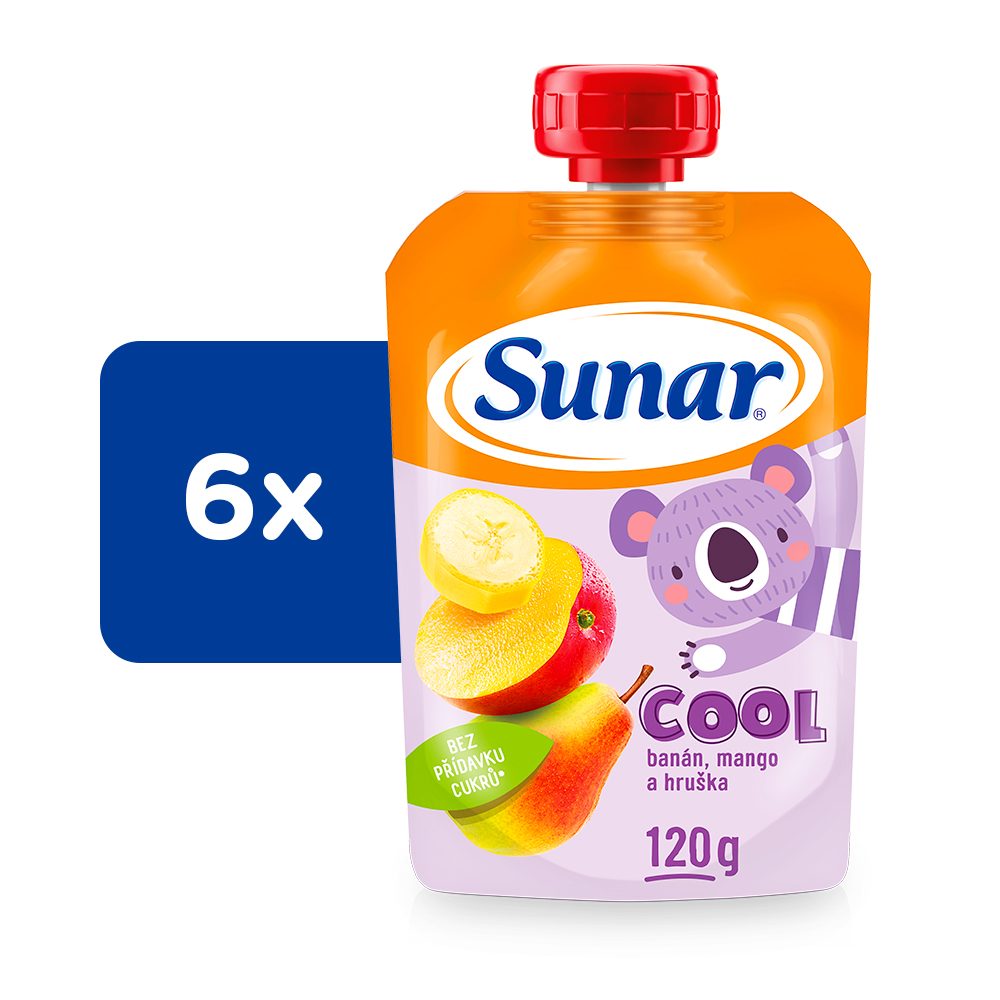 6x SUNAR Kapsička Cool ovocie hruška, banán, mango 120 g