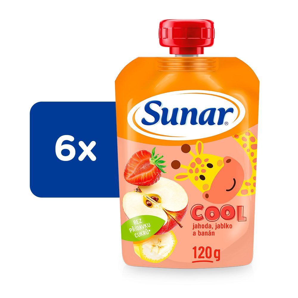 6x SUNAR Kapsička Cool ovocie jahoda, banán, jablko 120 g