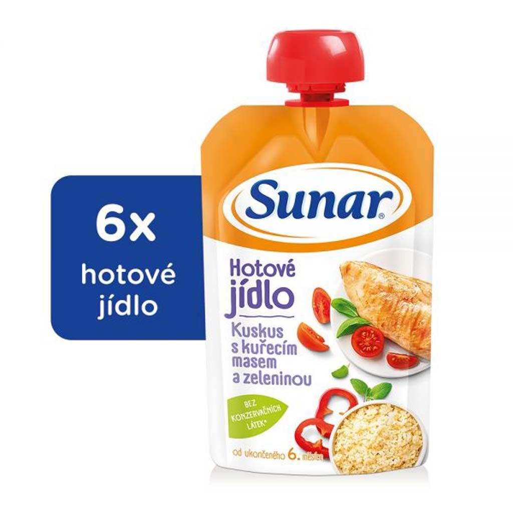 6x SUNAR Kapsička Hotové jedlo Kuskus s kuracím mäsom a zeleninou 120 g – Obrázok 2