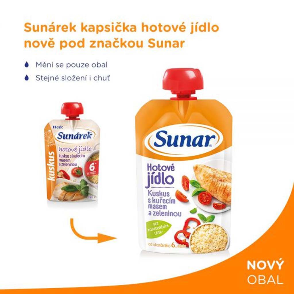 6x SUNAR Kapsička Hotové jedlo Kuskus s kuracím mäsom a zeleninou 120 g – Obrázok 3