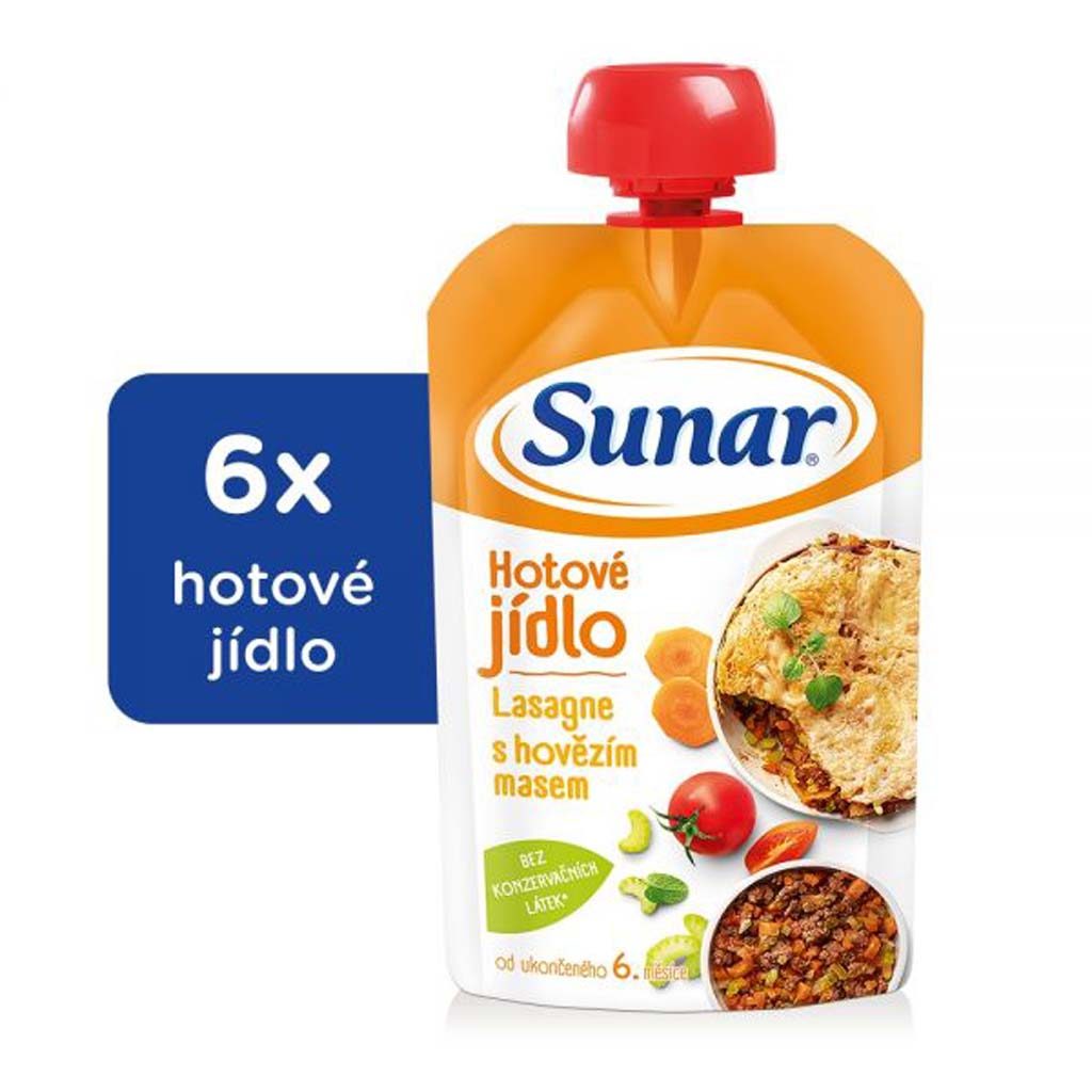 6x SUNAR Kapsička Hotové jedlo Lasagne s hovädzím mäsom 120 g – Obrázok 2