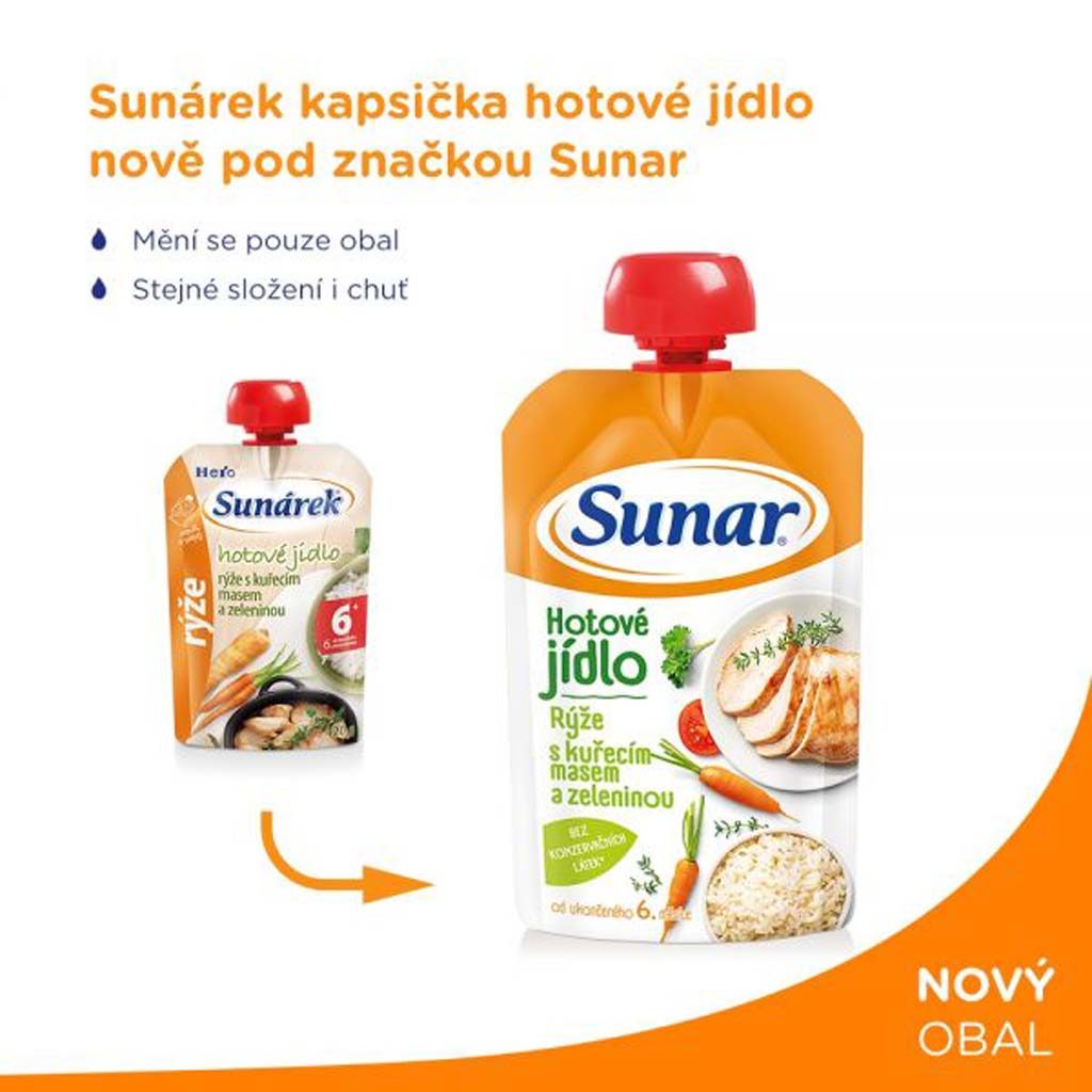 6x SUNAR Kapsička Hotové jedlo Ryža s kuracím mäsom a zeleninou 120 g – Obrázok 3
