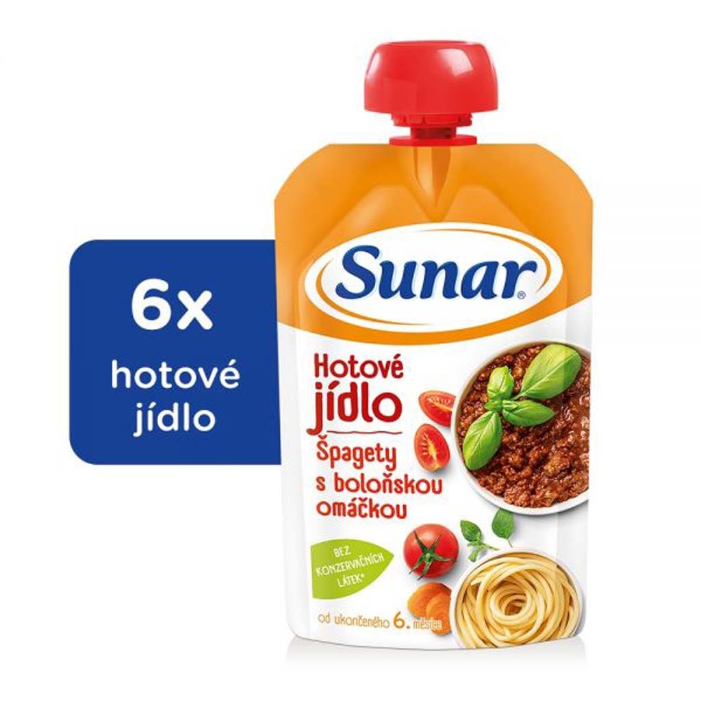 6x SUNAR Kapsička Hotové jedlo Špagety s boloňskou omáčkou 120 g