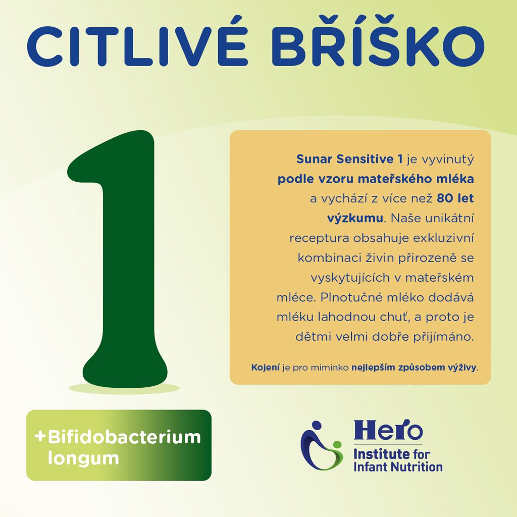 6x SUNAR Mlieko Sensitive 1, počiatočné dojčenské 500 g, 0m+ – Obrázok 3