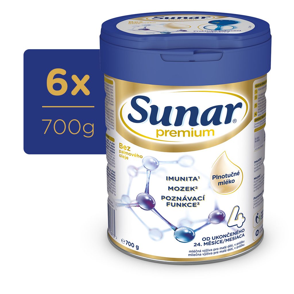 6x SUNAR Premium 4 Mlieko dojčenské 700 g