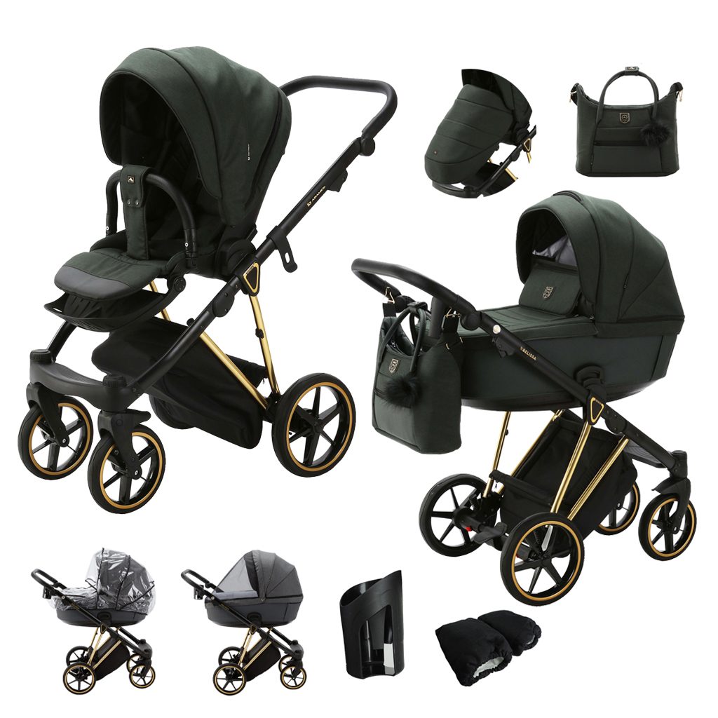 ADAMEX Kočík kombinovaný Belissa Special Edition Dark Green/Gold – Obrázok 2