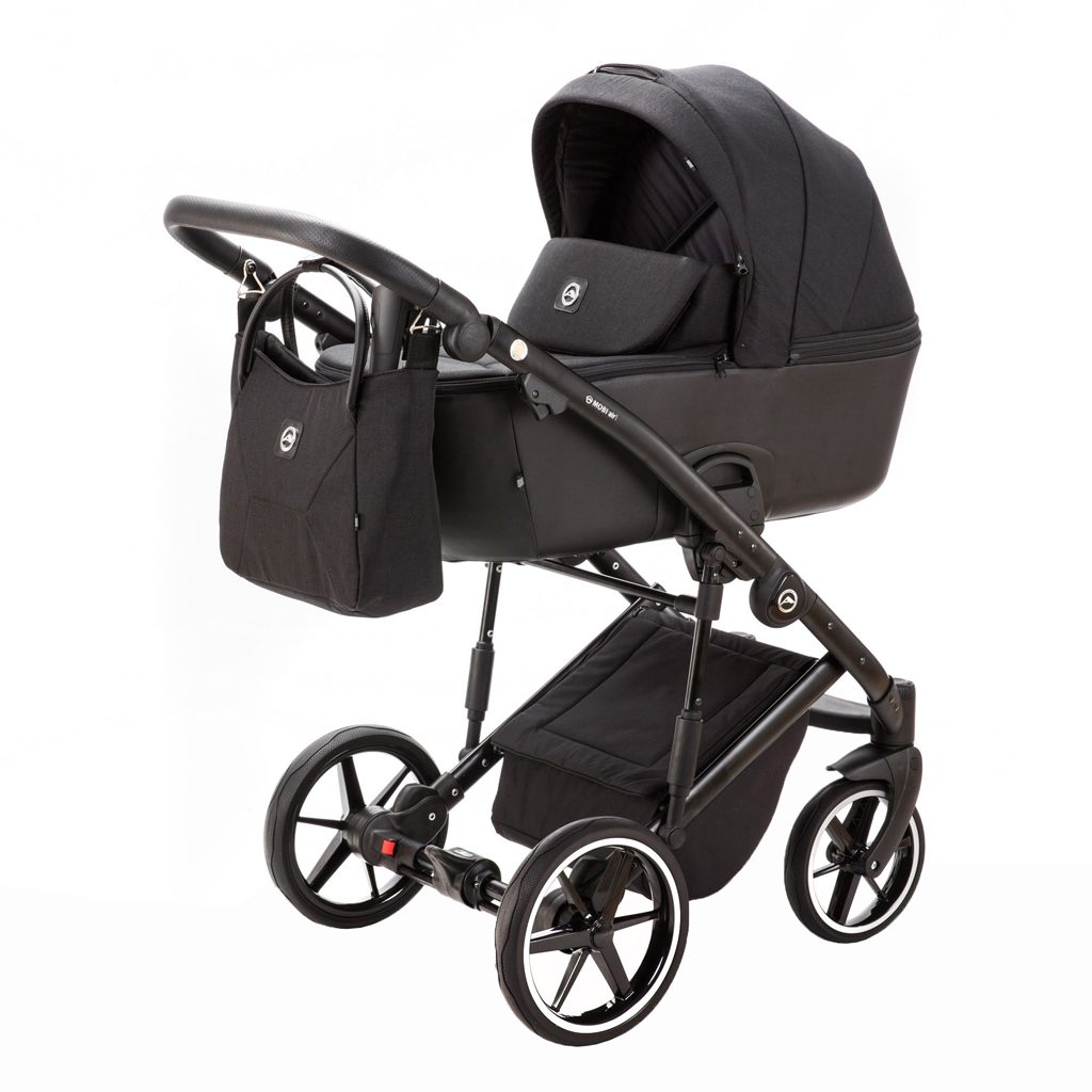 ADAMEX Kočík kombinovaný Mobi New Lux Black – Obrázok 3