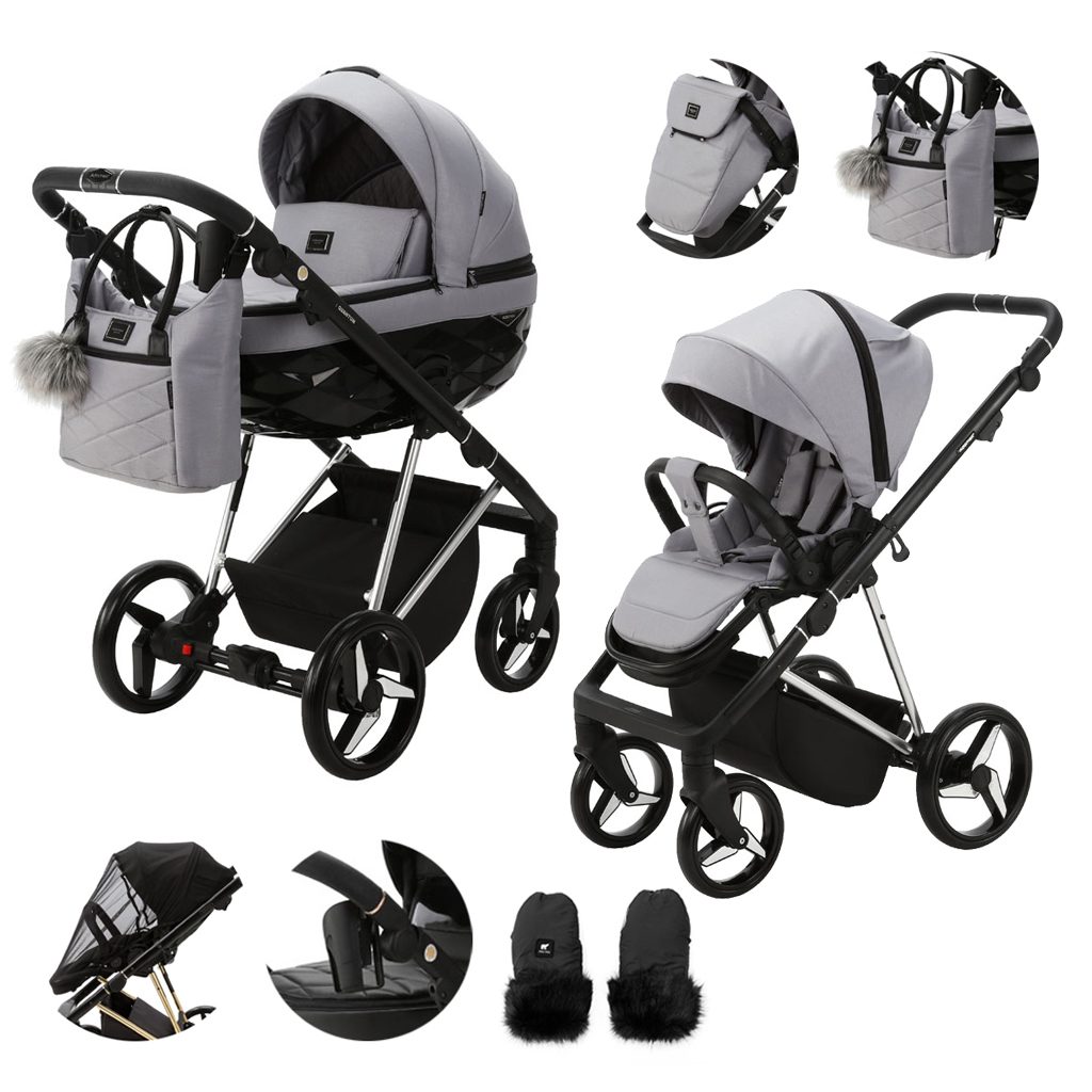 ADAMEX Kočík kombinovaný Quantum Special Edition Grey/Silver – Obrázok 2