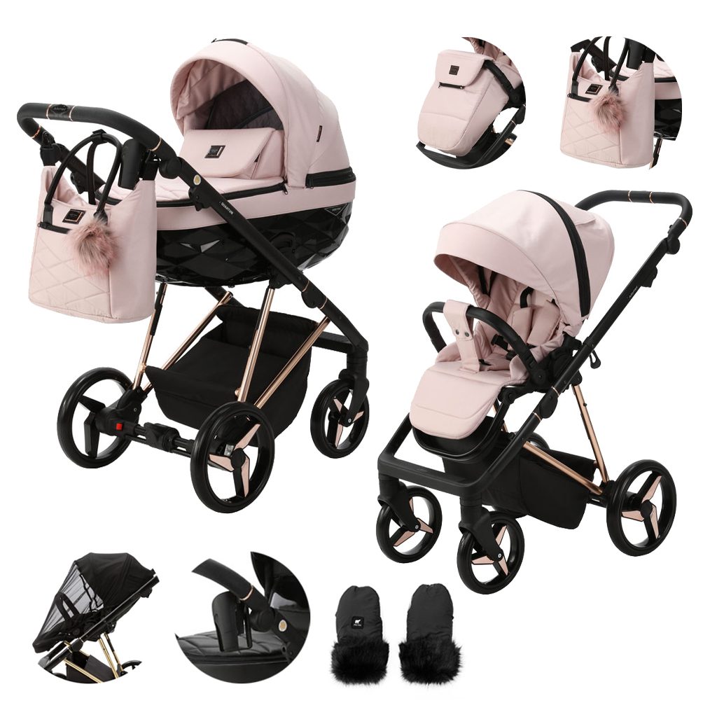 ADAMEX Kočík kombinovaný Quantum Special Edition Pink/Rosegold – Obrázok 2
