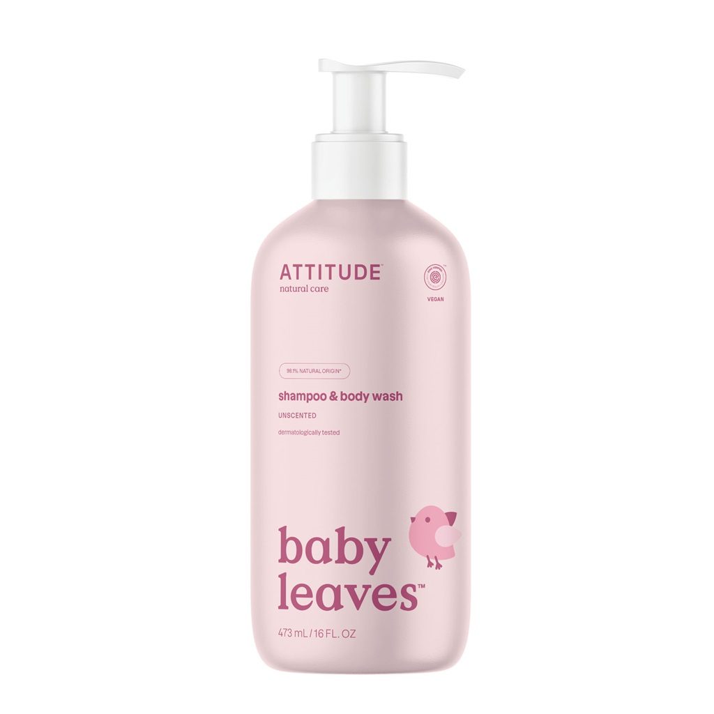 ATTITUDE Detské telové mydlo a šampón 2v1 Baby leaves bez vône 473 ml