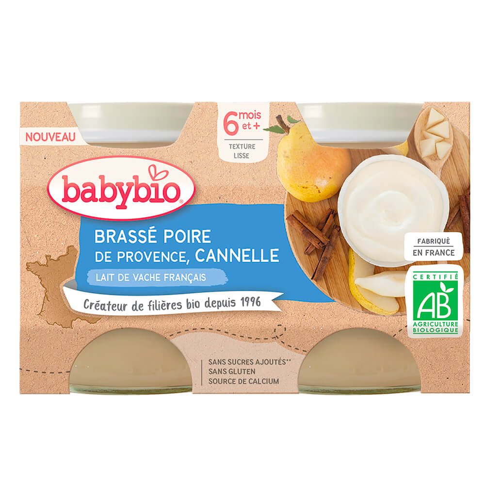 BABYBIO Brassé hruška škorice 2x 130 g – Obrázok 2