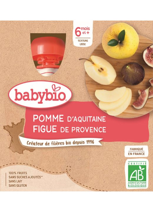 BABYBIO Pyré jablko figa 4x 90 g – Obrázok 2
