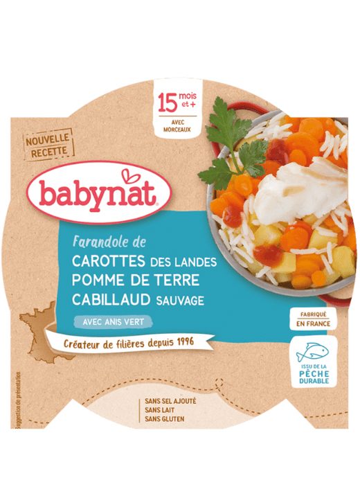 BABYBIO Menu mrkva a zemiaky s treskou 260 g – Obrázok 2