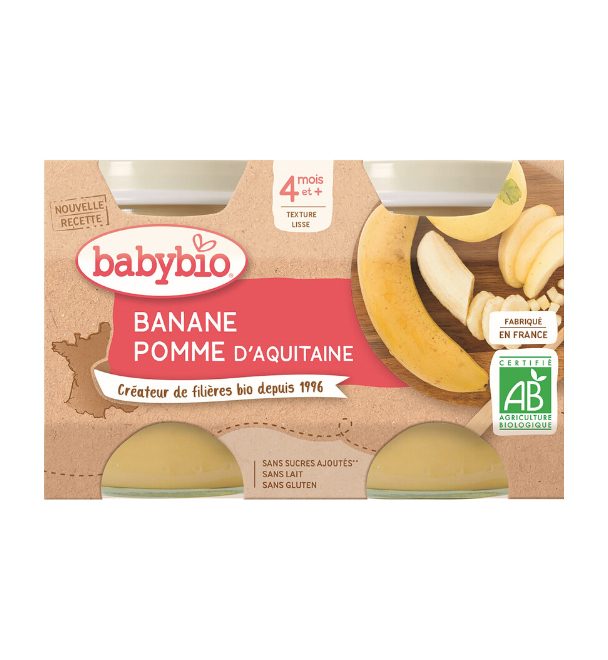BABYBIO Príkrm jablko banán 2x 130 g