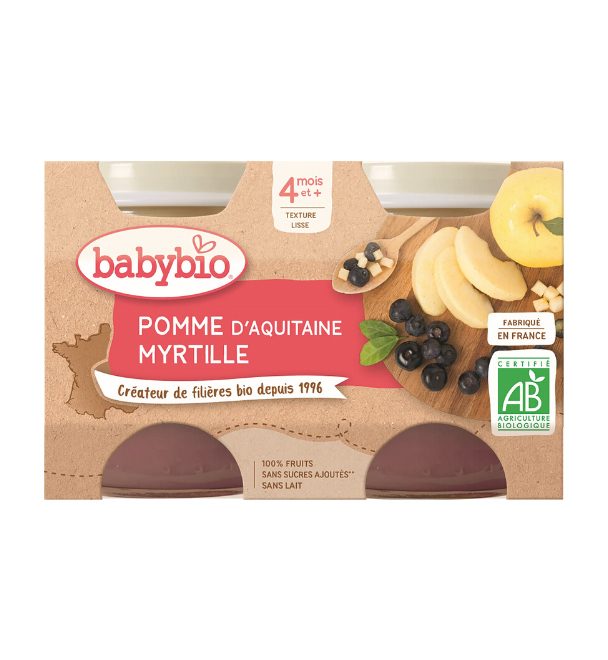 BABYBIO Príkrm jablko čučoriedky 2x 130 g