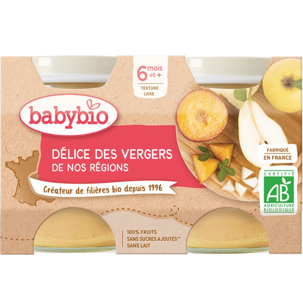 BABYBIO Príkrm ovocná zmes 2x 130 g – Obrázok 2