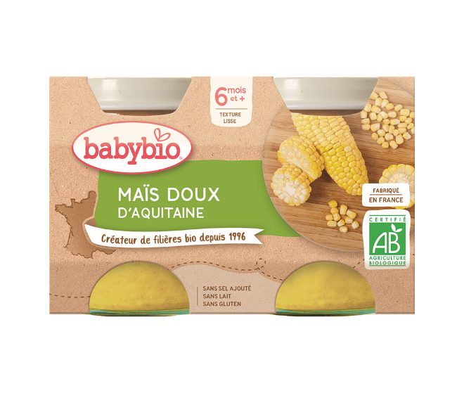 BABYBIO Príkrm sladká kukurica 2x 130 g