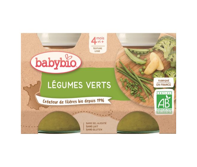 BABYBIO Príkrm zelená zelenina 2x 130 g