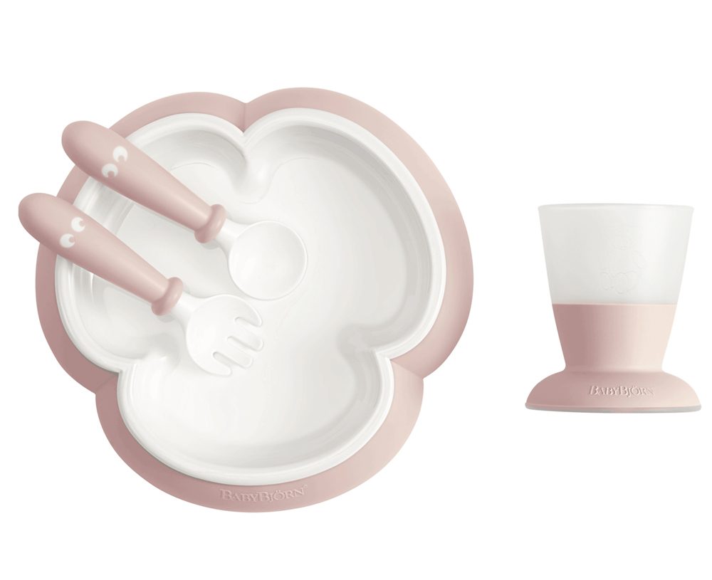 BABYBJÖRN Set jedálenský detský 4 dielny púdrovo ružový