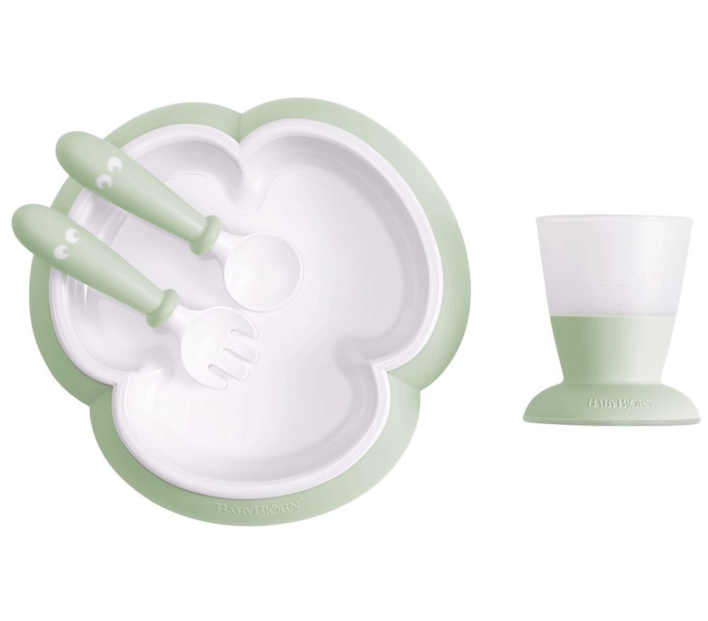 BABYBJÖRN Set jedálenský detský 4 dielny púdrovo zelený – Obrázok 2