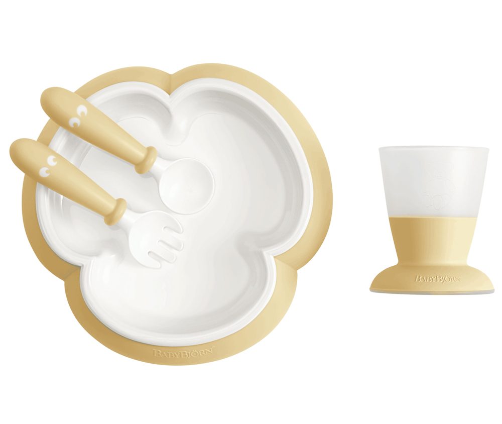BABYBJÖRN Set jedálenský detský 4 dielny púdrovo žltý