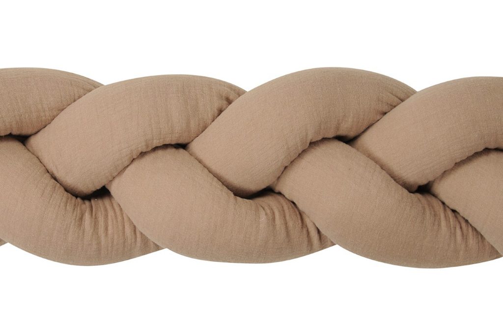 BABYMATEX Chránič do postieľky mušelin pletený vrkoč - hnedý 200 cm – Obrázok 4