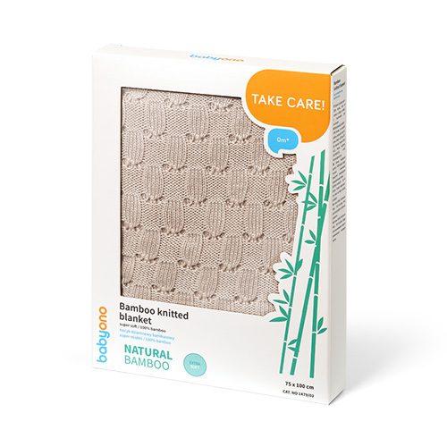 BABYONO Deka pletená bambusová béžová 75x100 cm – Obrázok 3