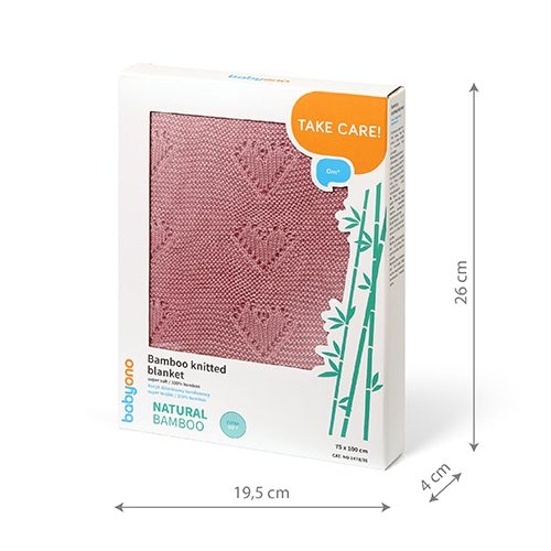 BABYONO Deka pletená bambusová ružová 75x100 cm – Obrázok 7