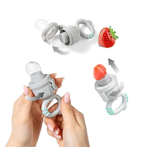 BABYONO Cumlík silikónový na kŕmenie Dino grey 6m+ – Obrázok 3