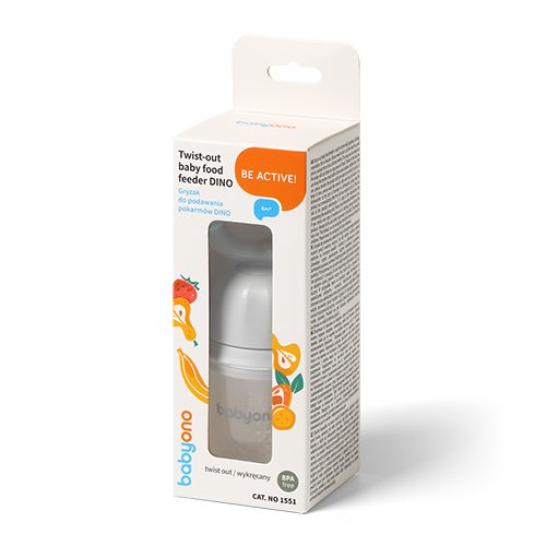 BABYONO Cumlík silikónový na kŕmenie Dino grey 6m+ – Obrázok 4