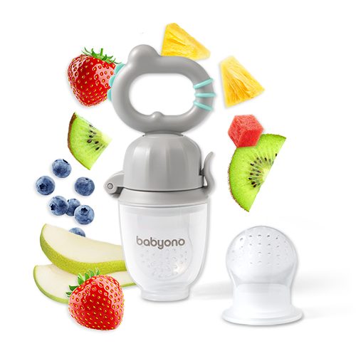 BABYONO Cumlík silikónový na kŕmenie Dino grey 6m+ – Obrázok 5
