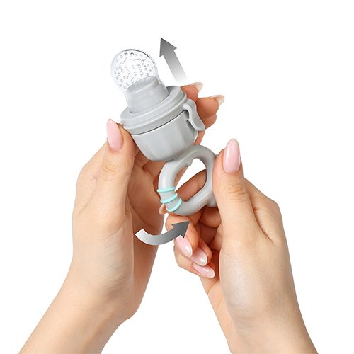 BABYONO Cumlík silikónový na kŕmenie Dino grey 6m+ – Obrázok 6
