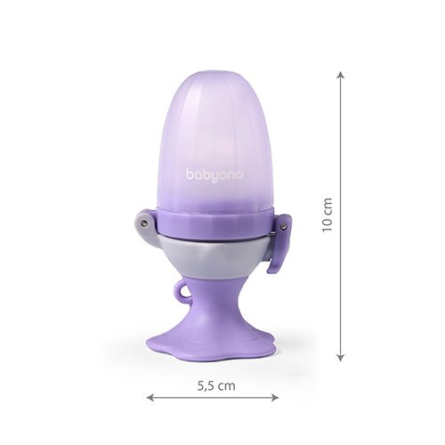 BABYONO Cumlík silikónový na kŕmenie Flower violet 6m+ – Obrázok 15