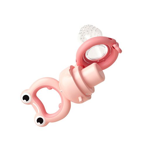 BABYONO Cumlík silikónový na kŕmenie Frog pink 6m+ – Obrázok 11