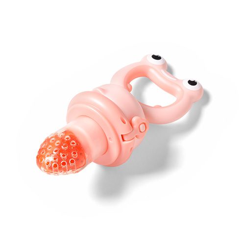 BABYONO Cumlík silikónový na kŕmenie Frog pink 6m+ – Obrázok 12