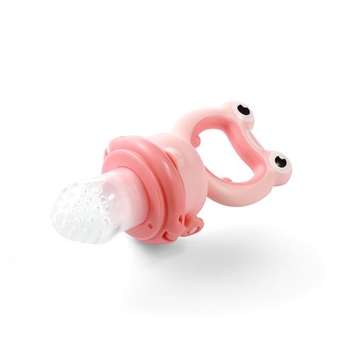 BABYONO Cumlík silikónový na kŕmenie Frog pink 6m+ – Obrázok 13