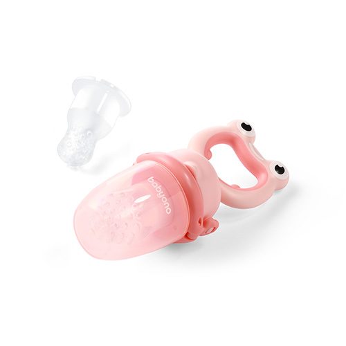 BABYONO Cumlík silikónový na kŕmenie Frog pink 6m+ – Obrázok 14