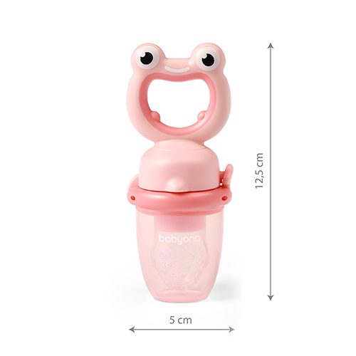 BABYONO Cumlík silikónový na kŕmenie Frog pink 6m+ – Obrázok 15