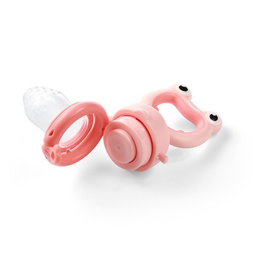BABYONO Cumlík silikónový na kŕmenie Frog pink 6m+ – Obrázok 7